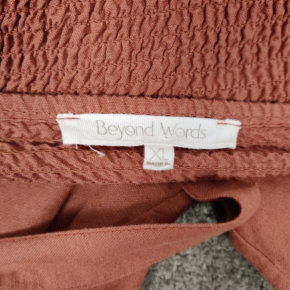 Beyond Words Women's Jumpsuit Size XL Orange Cotton Rayon Casual Resortwear Chic - Picture 2 of 11